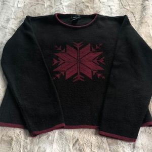 Vintage Crewneck Black Snowflake Sweater